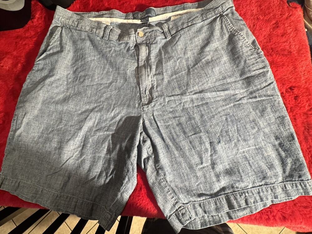 Vintage Polo By Ralph Lauren Prospect Shorts Mens 42 Blue Chambray Y2K